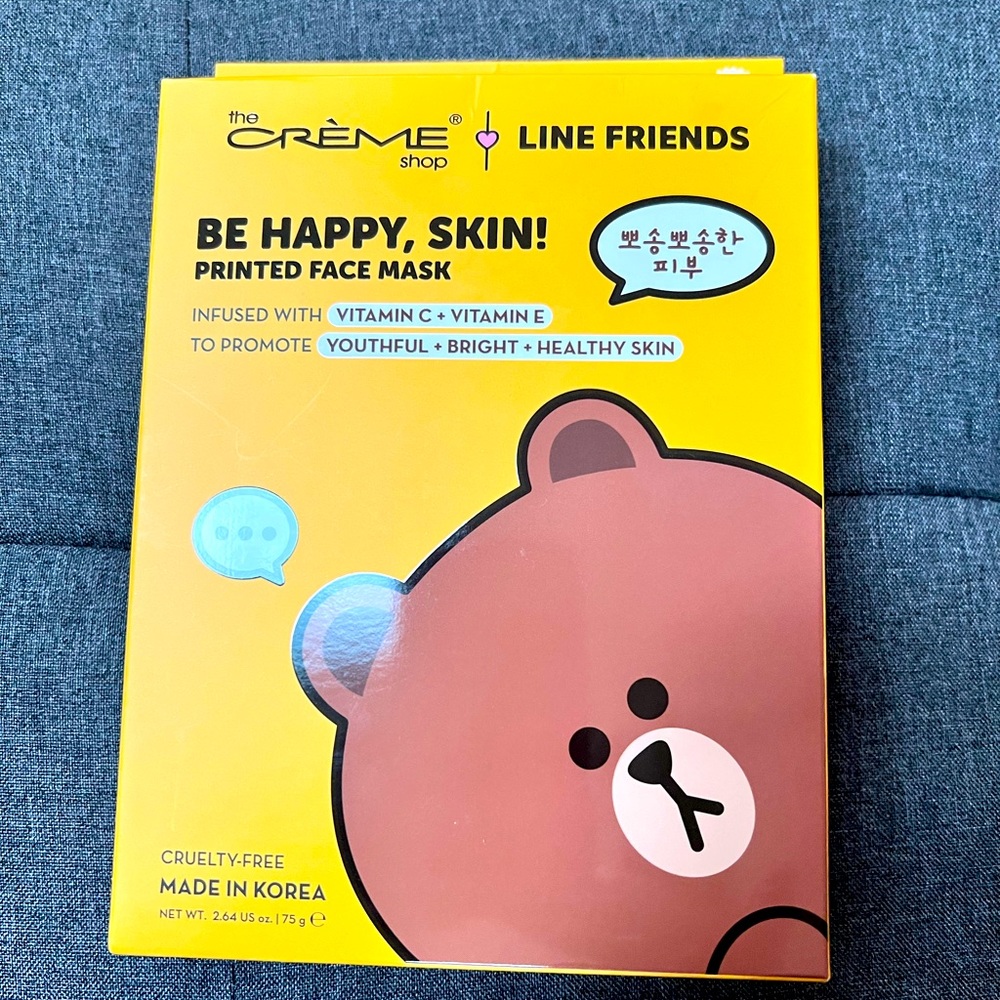 The Creme Shop Line Friends Be Happy, Skin Pri Ted Face Mask 3 Pack Bear